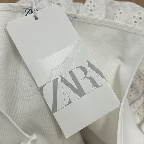 ZARA NWT RUFFLED EYELET CROPPED‎ TOP SIZE M - Picture 6 of 8